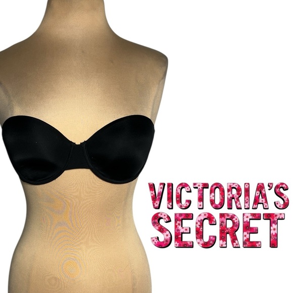 Victoria’s Secret lightly lined strapless demi bra size 32D black - Picture 1 of 5